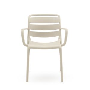 Conjunto de 4 poltronas de polipropileno na cor creme, 60x54x81cm