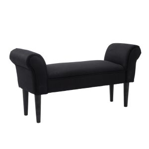 Banco de pé de cama 102x31x51cm madeira, tecido de linho e espuma Homcom