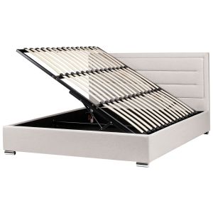 Sommier com arrumação rouen tecido creme claro 180 x 200 cm