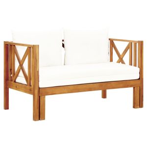 Banco de jardim 2 lugares c/ almofadões 122 cm acácia maciça pbk336249