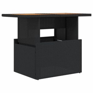 Mesa de jardim 100x55x73 cm vime pe e madeira de acácia preto