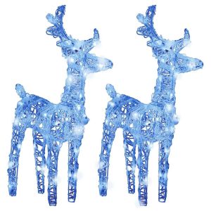 vidaXL renos de navidad 2 unidades 80 LED acrílico azul
