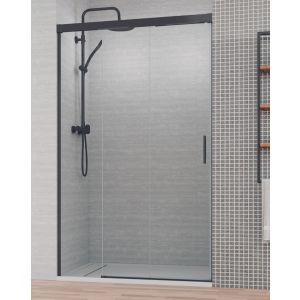 Ecrã do duche frontal 3 vidros | preto 100cm (adaptável 97-100cm)