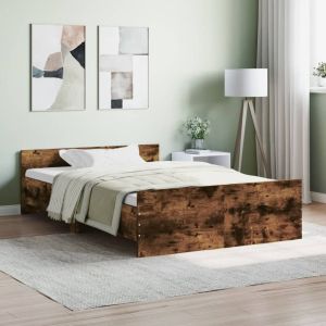 Cama c/ painéis de cabeceira e pés carvalho fumado