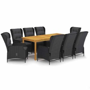 vidaXL juego de comedor para jardín 9 piezas gris oscuro