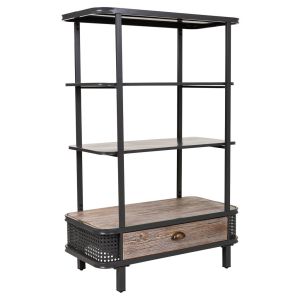Estante metal e madeira cinza 80x40x121