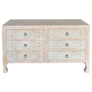 Cómoda de madeira com 6 gavetas 91x28,5x51,5