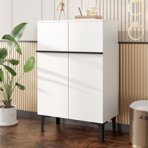 Sapateira com 2 portas branco e preto 95x60x34,5cm