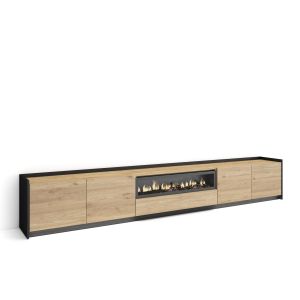 Móvel de tv, 310x37x50cm, lareira eléctrica, LED rf4870