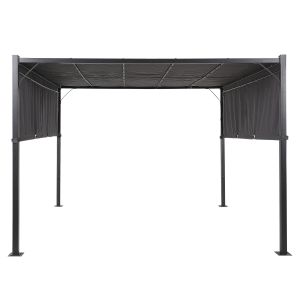 Pérgula de jardim LED parga 310 cm 310 cm metal cinzento escuro