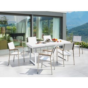 Conjunto de refeição de jardim 6 lugares valcanetto/grosseto metal branco