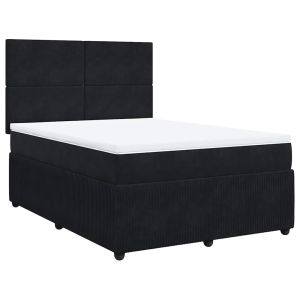 vidaXL cama box spring con colchón terciopelo negro 140x190 cm