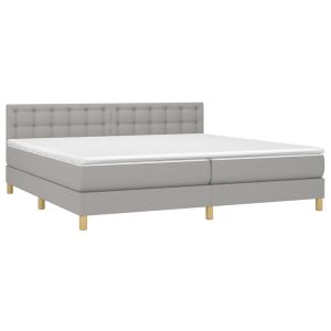 vidaXL cama box spring con colchón tela gris claro 200x200 cm