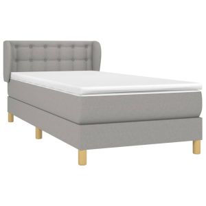 vidaXL cama box spring con colchón tela gris claro 100x200 cm