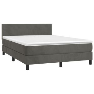 vidaXL cama box spring con colchón terciopelo gris oscuro 140x190 cm
