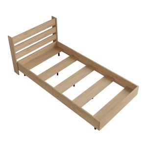 Cama individual vesanto com estrado de ripas 100x200 cm - efeito carvalho