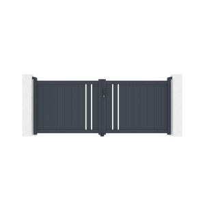 Portão giratório 3m giona alt.120cm alu cinza + 2 postes 20x20cm alt.166cm