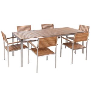 Conjunto de refeição madeira de teca certificada castanho viareggio
