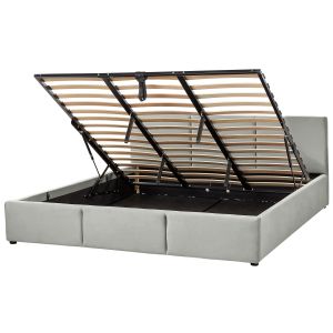 Sommier com arrumação bousse veludo cinzento claro 180 x 200 cm