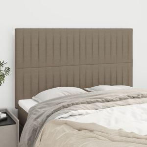 Cabeceira cama 4 pcs tecido 72x5x78/88 cm cinzento-acastanhado ergft5810