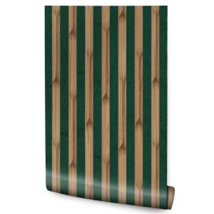 Papel de parede imitação tábuas madeira sala de estar