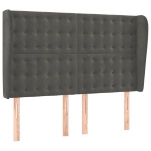 vidaXL cabecero con orejas de terciopelo gris oscuro 147x23x118/128 cm