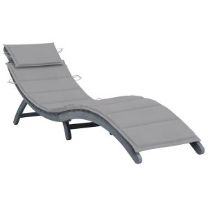 vidaXL tumbona con cojín madera maciza de acacia gris