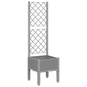 vidaXL jardinera con enrejado pp gris claro 40x40x142 cm