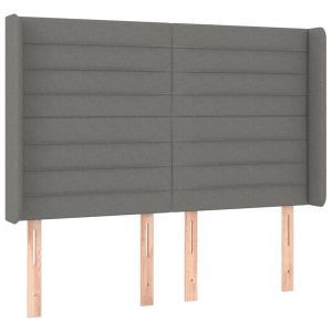 vidaXL cabecero con orejas de tela gris oscuro 147x16x118/128 cm