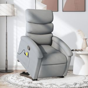 Poltrona reclinável massagens tecido cinzento-claro ewg2080