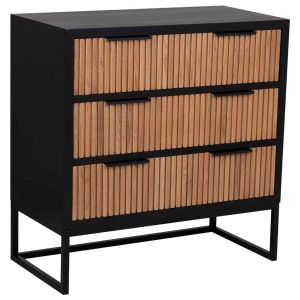 Cómoda 3 gavetas madeira e metal 80x39,5x81h cm