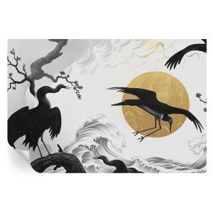Papel de parede vinílico garças pretas 104x152 tulup