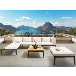 Conjunto lounge madeira de acácia certificada creme bracciano