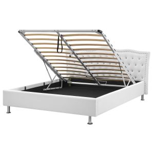 Sommier com arrumação metz pele sintética branco 160 x 200 cm