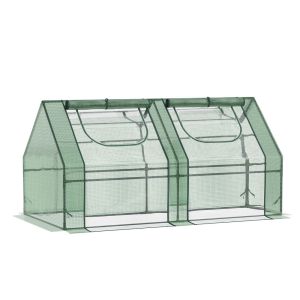 Estufa pequena 180x90x90 cm aço, pe, PVC e plástico color verde Outsunny