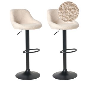 Conjunto de 2 bancos de bar medulin bouclé creme claro
