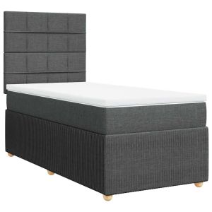 vidaXL cama box spring con colchón tela gris oscuro 90x200 cm