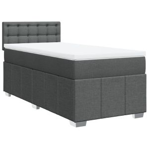 vidaXL cama box spring con colchón tela gris oscuro 80x200 cm