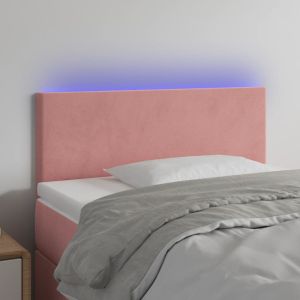 Cabeceira de cama c/ luzes LED veludo 100x5x78/88 cm rosa ptob2637