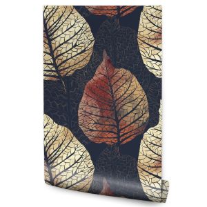 Papel de parede folhas de outono não tecido para o quarto decoração moderna