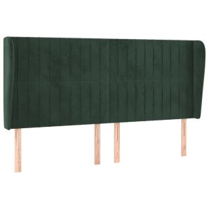 vidaXL cabecero con orejas de terciopelo verde oscuro 203x23x118/128cm