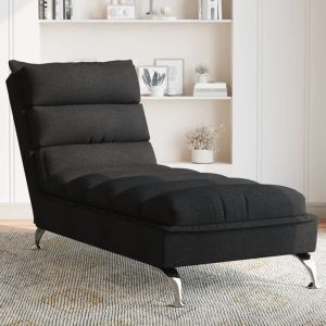 Chaise lounge com almofadões tecido preto wf452938
