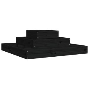 Jardinera de madera maciza de pino negro 80x80x27 cm