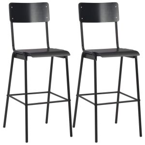 vidaXL taburetes de cocina 2 uds madera contrachapada y acero negro