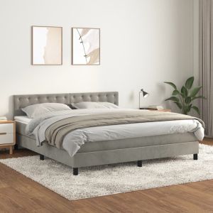 Cama com molas/colchão 180x200 cm veludo cinzento-claro pt2518