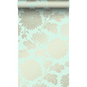 Origin papel de parede flores verde celadon 53 cm x 10.05 m