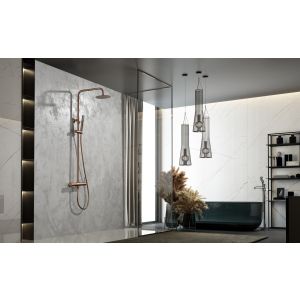 Conjunto chuveiro termostático monza ouro rosa escovado-imex