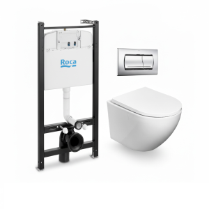 Roca active e botão cromado wc round smart tor 3 assento kp