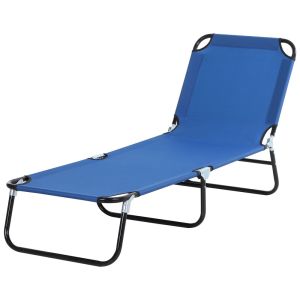 Espreguiçadeira 188x56x28 cm aço, tecido oxford color azul Outsunny