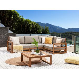 Conjunto lounge madeira de acácia certificada castanho timor